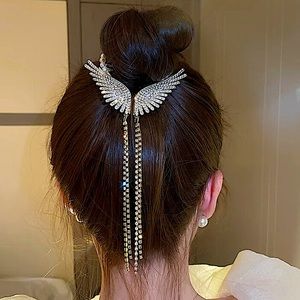 Gold Pearl Rhinestone Angel Wing Hair Clip Claw Hair Accessory